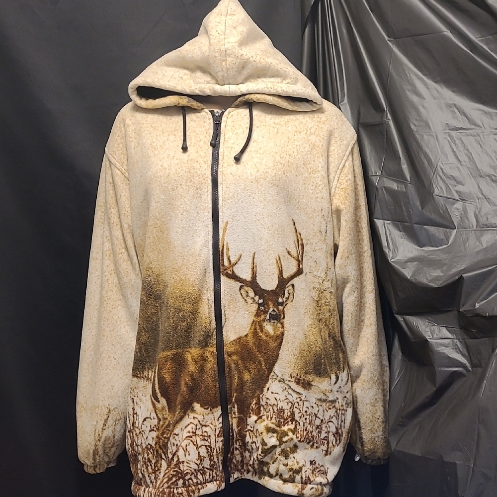 MISTY-MOUNTAIN Deer Graphic Sherpa Lined Hooded Jacket  XL